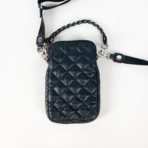 MZ Wallace Micro Crosby Crossbody Shoulder Quilted Nylon Solid Black Bag Purse - Picture 2 of 7